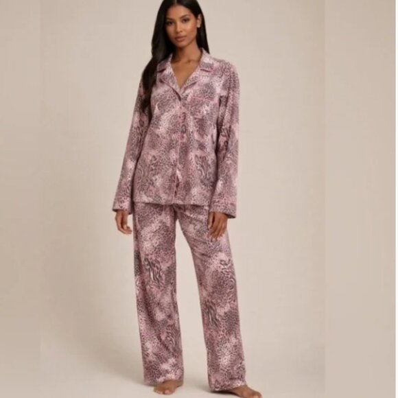 SKIMS Long Sleeve Button Up Pajama Set Bloom Animal Print UNRELEASED STYLE